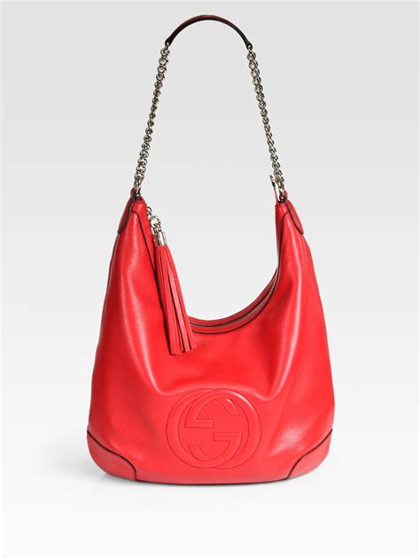 gucci red leather hobo bag|authentic Gucci hobo bag.